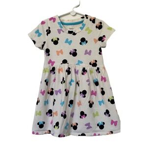 Disney Junior Minnie Mouse Dress 4T Rainbow White Cotton